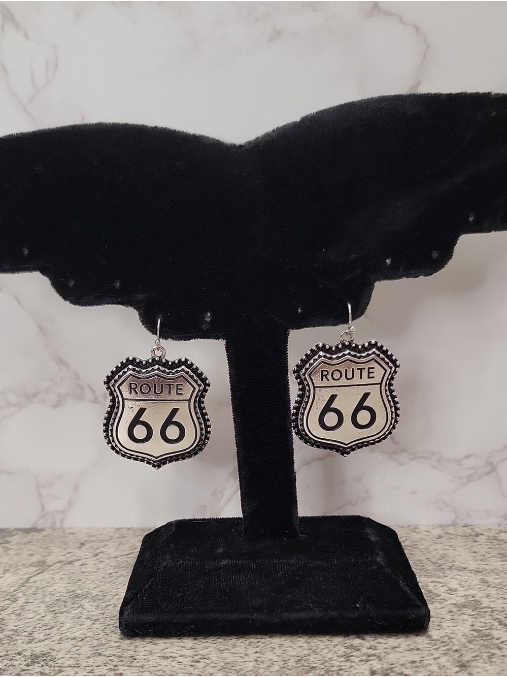 Western Route 66 Sign Dangle Earrings